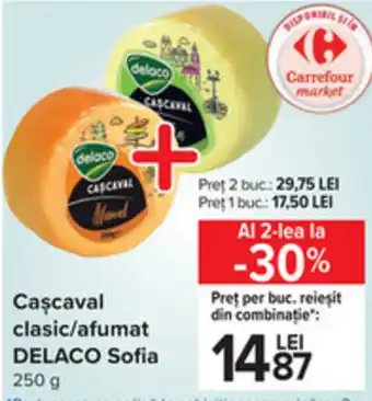 Carrefour Delaco cașcaval clasic / afumat 250g Ofertă