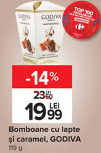 Carrefour Godiva bomboane cu lapte și caramel 119g Ofertă