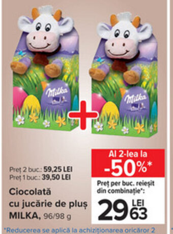 Carrefour Milka ciocolată cu jucărie de pluș 96 / 98g Ofertă
