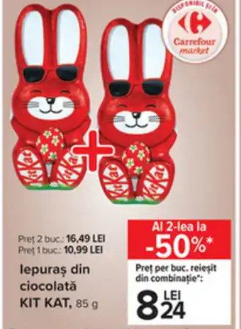 Carrefour Nestlé kit kat iepuraș din ciocolată 85g Ofertă