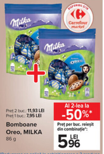 Carrefour Milka bomboane oreo 86g Ofertă