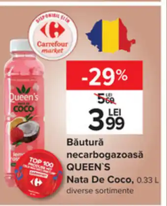 Carrefour Queen's nata de coco băutură necarbogazoasă 0.33l Ofertă