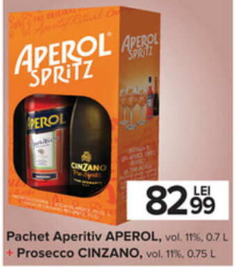 Carrefour Aperol pachet aperitiv 0.7l + Cinzano prosecco 0.75l Ofertă