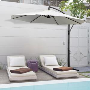 Favi Outsunny umbrela pentru gradina brat cu manivela, φ3x2.5m, alba Ofertă