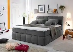 Favi Pat boxspring toledo premium, gri antracit - soro 97, cu saltea, toppe Ofertă
