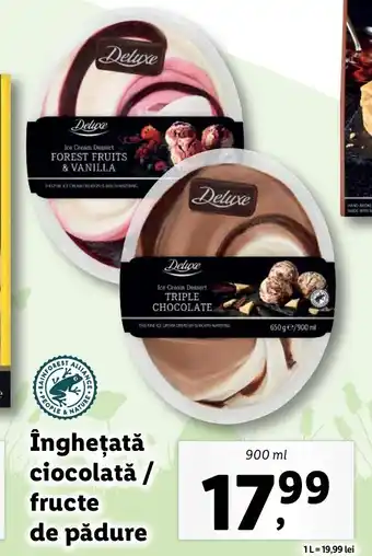 Lidl Deluxe înghețată ciocolată / fructe de pădure 900g Ofertă