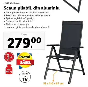 Lidl Livarno home scaun pliabil din aluminiu 1 buc Ofertă