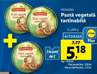 Lidl Freshona pastă vegetală tartinabilă 3 x 200g Ofertă