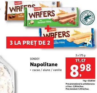Lidl Sondey napolitane 3 x 175g Ofertă