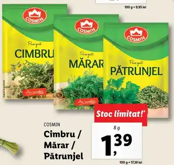 Lidl Cosmin cimbru / mărar / pătrunjel 8g Ofertă