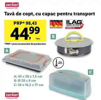 Lidl Zenker tavă de copt cu capac pentru transport Ofertă