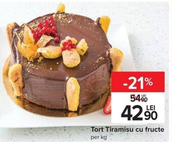 Carrefour Tort tiramisu cu fructe per kg Ofertă