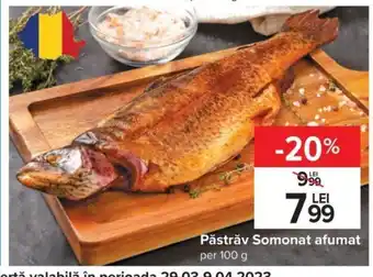 Păstrăv somonat afumat per 100g