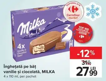 Milka înghețată pe băț vanilie și ciocolată 4 x 110ml