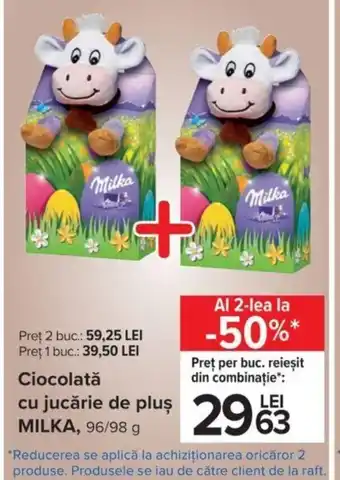 Carrefour Milka ciocolată cu jucărie de pluș 96 / 98g Ofertă