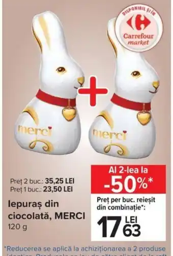 Carrefour Merci iepuraș din ciocolată 120g Ofertă