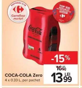 Carrefour Coca-cola zero 4 x 0.33l Ofertă