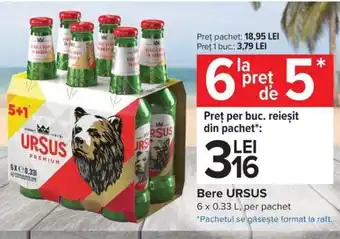 Carrefour Ursus bere 6 x 0.33l Ofertă