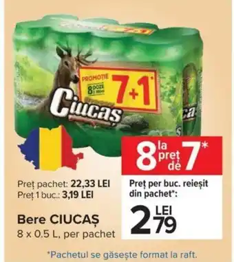 Carrefour Ciucaș bere 8 x 0.5l Ofertă