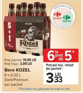 Carrefour Kozel bere 6 x 0.33l Ofertă