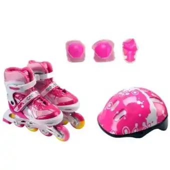 Set role reglabile, casca de protectie si geanta, action one, pinky, s, 31-34