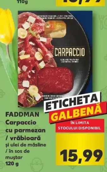 Faddman carpaccio cu parmezan / vrăbioară 120g