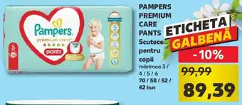 Kaufland Pampers premium care pants scutece pentru copii 70 / 58 / 52 / 42 buc Ofertă