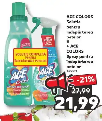 Kaufland Ace colors soluție pentru îndepărtarea petelor 1l + Ace colors spray pentru îndepătarea petelor 650ml Ofertă