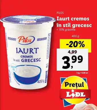 Lidl Pilos Iaurt cremos în stil grecesc 400g Ofertă