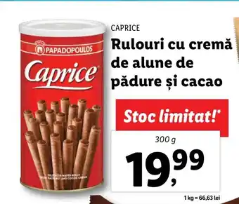 Lidl Caprice Rulouri cu cremă de alune de pădure și cacao 300g Ofertă
