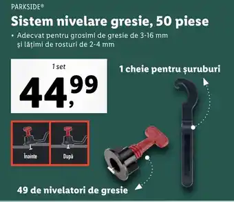 Lidl Parkside Sistem nivelare gresie, 50 piese 1 set Ofertă