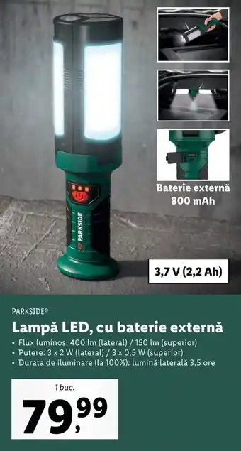Lidl Parkside Lampă LED, cu baterie externă 1 buc Ofertă