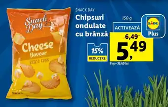 Lidl Snack day Chipsuri ondulate cu brânză 150g Ofertă