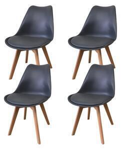 Set 4 scaune dining sunny, polipropilena/piele ecologica, gri inchis
