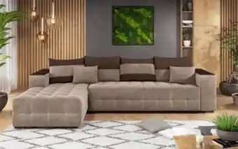 Mobila Videnov Coltar cu sezlong + brat mini etajera bej inchis + maro inchis Ofertă