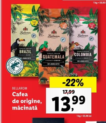Lidl Bellarom Cafea de origine, măcinată 250g Ofertă