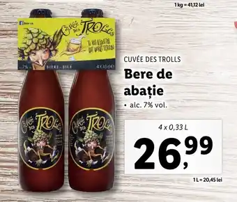Lidl Cuvée des trolls Bere dde abație 4 x 0,33l Ofertă