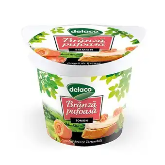 Auchan Branza pufoasa cu somon delaco, 140 g Ofertă