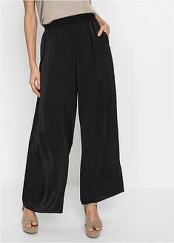 Bonprix Pantaloni palazzo din satin cu poliester reciclat Ofertă