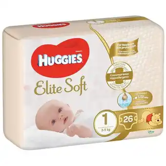 Scutece huggies elite soft, marimea 1, 2-5 kg, 26 buc