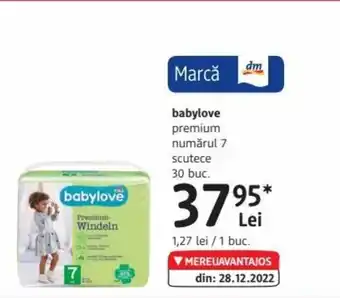 DM babylove premium numărul 7 scutece 30 buc. Ofertă