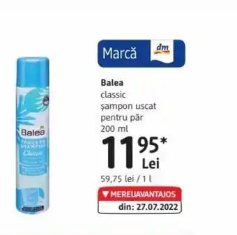 DM Balea classic şampon uscat pentru păr 200 ml Ofertă