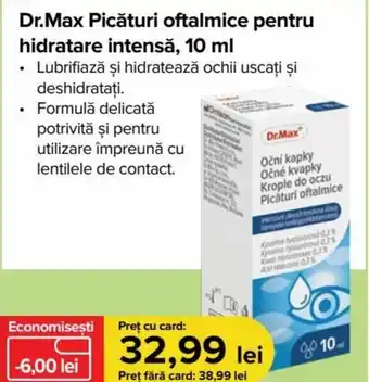 Dr.Max Dr.Max Picături oftalmice pentru hidratare intensă, 10 ml Ofertă
