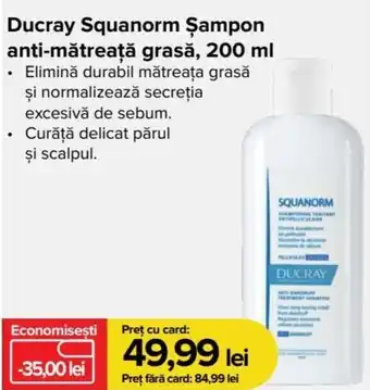 Ducray Squanorm Şampon anti-mătreață grasă, 200 ml