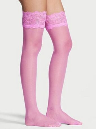 Victoria's Secret Lace top thigh highs with reinforced heel Ofertă