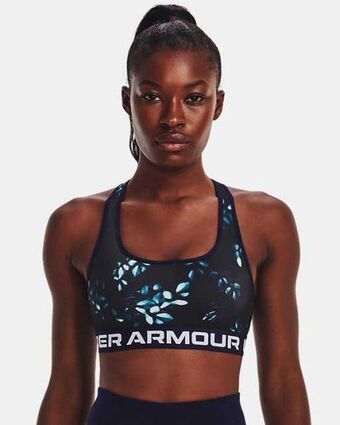 Women's armour® mid crossback printed sports bra