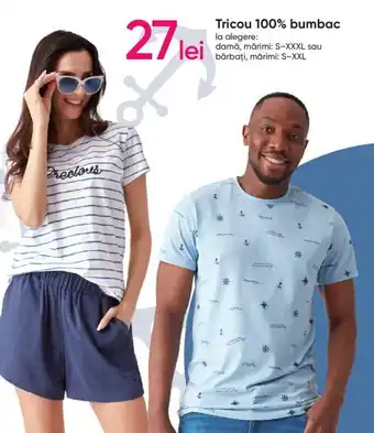 Pepco Tricou 100% bumbac la alegere: damă, mărimi: S-XXXL sau bărbați, mărimi: S-XXL Ofertă