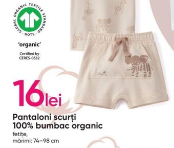 Pepco Pantaloni scurţi 100% bumbac organic fetiţe, mărimi: 74-98 cm Ofertă