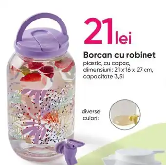 Pepco Borcan cu robinet plastic, cu capac, dimensiuni: 21 x 16 x 27 cm, capacitate 3,5L Ofertă