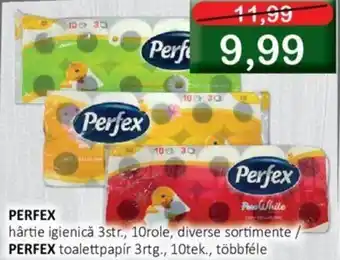 CBA Perfex hârtie igienică 3str., 10role, diverse sortimente PERFEX toalettpapír 3rtg., 10tek., többféle Ofertă